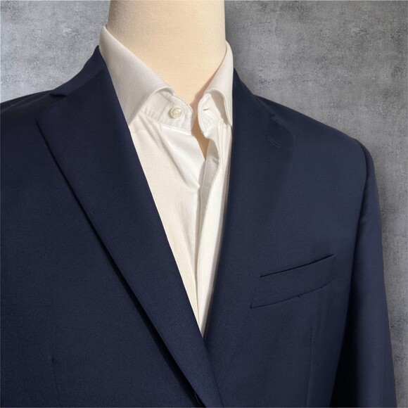 450$ MICHAEL KORS Mens 42R Navy Wool Blazer Sport Coat Two Button Jacket - Picture 3 of 12